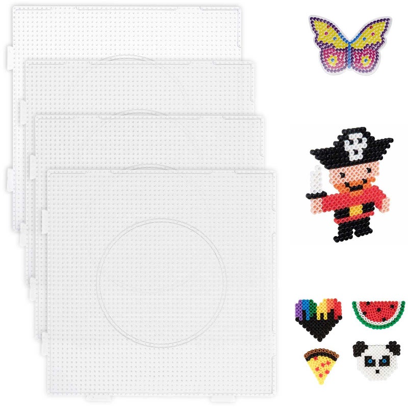 Ziqi 12PCS Mini Fuse Beads Pegboards  2.6mm Plastic Perler Bead Pegboard  Square Fuse Beads Board  Large Clear Perler Bead Pegboard Work for 2.6MM Mini Fuse Beads  Craft Beads-5.3 x 5.3 Inch - Image 5